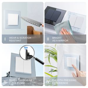 Panel de vidrio templado de nuevo diseño, estándar europeo 86, Tipo 2 bandas, 1 ví<span class=keywords><strong>a</strong></span>, interruptor de luz de pared para decoración del hogar - Product Image 5