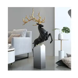 Gold Garten Dekor Tier Skulptur Antike Sprung Hirsch Skulptur Großhandel Wohnkultur Wapiti Hirsch Skulptur DIY Wohnkultur