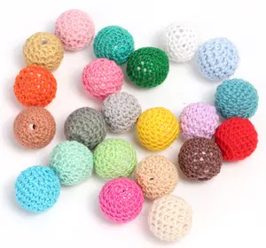 White Red Pink Blue Crochet Knitting Wood Beads With Hole For DIY baby Toys