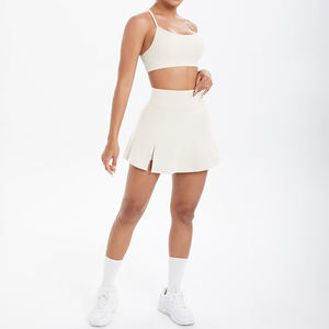 Casual High Waist Tennis Sports Mini <b>Skirt</b> Set <b>Women</b> Sexy Camisole Backless Yoga Wear Quick Dry Running Fitness Outfit - Product Image 1