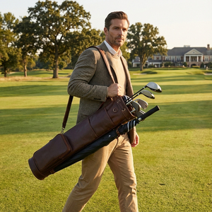Bolsa de Golf Clásica Personalizada HIBO, Diseño Vintage, Premium, de Cuero Genuino, para Palos de Golf, Tipo Lápiz, para Domingos - Product Image 4