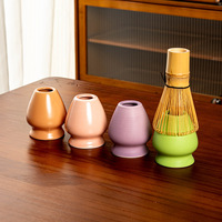 Idées cadeaux personnalisées Bol à matcha en céramique de 520 ml Fouet en bambou Chasen Support Ensemble de bol à matcha 2 pièces