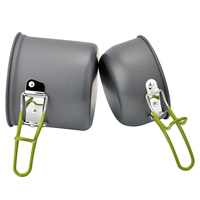 JSJM Offre Spéciale – Ensemble de cuisine de camping en alliage d'aluminium pour 1-2 personnes, portable, compatible avec cuisinière à gaz, avec couvercle de casserole