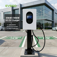 Chargeur EV EVEGO haute vitesse CCS1/CCS2/GBT DC 20 kW 100 A mural IP55, station de charge rapide commerciale efficace OCPP 2.0.1