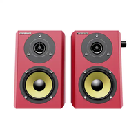 Altavoces USB de Escritorio Hifi de 10W, Altavoz de Estantería para el Hogar, Subwoofer, Caja de Altavoz de Madera con Micrófono y Control de Volumen