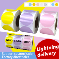 Stiker Label Termal Warna Kustom 50mm Perekat Sendiri Printer Termal Langsung Label Bulat Stiker Bentuk Hati Berwarna