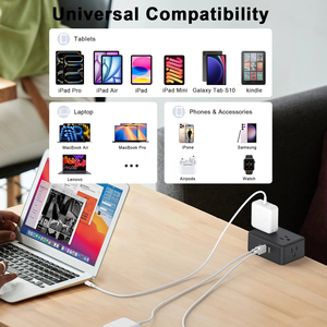Hai lớp ABS/nhựa máy tính để bàn cạnh núi bảo vệ tăng 4 cổng USB (2 USB-C) 13 AC cửa hàng cho văn phòng nhà bàn gắn kết điện - Product Image 6