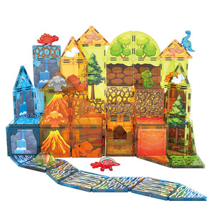 Juego de 79 Piezas de Bloques Magnéticos de Construcción de Dinosaurios, Mundo de Dinosaurios de Lava, Juguetes de Construcción de Animales para Niños Pequeños - Product Image 1