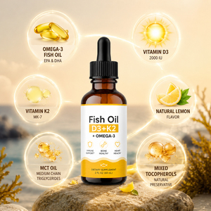 Huile de poisson liquide orale Omega EPA DHA 3+18 D3 K2 2600mg – Améliore l'immunité – Sans produits laitiers – Adultes – 30ml - Product Image 2