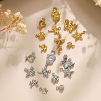 Grosir Liontin Perhiasan Stainless Steel PVD 18K Bentuk Bintang Mawar Hati Hewan untuk Pembuatan Kalung Gelang DIY