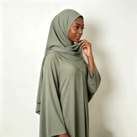 Ensemble Abaya Sauge pour Femme – Tenue Moderne Minimaliste et Pudique – Vêtement Musulman Islamique Longueur Ras du Sol