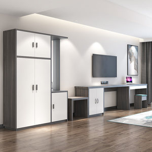 ריהוט מודרני לחדרי שינה במלונות, מיטות בהתאמה אישית לחדרי אירוח, ארון טלוויזיה מלוחות עץ, מתלה בגדים, ריהוט פאנלים לדירות - Product Image 4