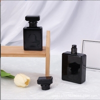 100ml en verre noir parfum eau vaporisateur bouteille plat carré cosmétique emballage pour crème pour le visage perruques flacons vides presse réapprovisionnement