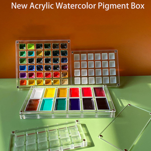 Caja de Pigmentos para Pintura China Tradicional, 12, 24, 36 Compartimentos, Caja de Almacenamiento Vacía Cuadrada Auspiciosa de Acrílico Transparente - Product Image 2