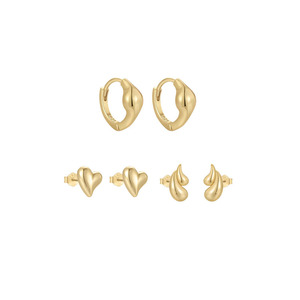 Pendientes de Aro con Forma de Corazón en Plata de Ley S925, Diseño Clásico Geométrico, Cónicos y Lisos - Product Image 1