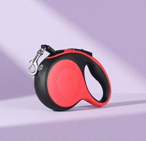 5 Meter Red/Black Western Luxury Fashion Durable Retractable Dog <b>Leash</b> with LED Light Quick Release Poop Bag for 30kg Dogs - Product Image 1