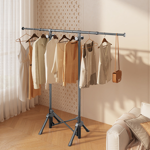 Appendiabiti in Metallo Semplice e Rinforzato per Interni/Esterni, Stendibiancheria a Palo Singolo <span class=keywords><strong>da</strong></span> Pavimento a <span class=keywords><strong>Soffitto</strong></span> per Balcone e Dormitorio - Product Image 1