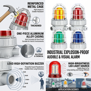 Alarme sonore et lumineuse antidéflagrante DC12V 24V AC220V, lumière stroboscopique LED d'avertissement pour les zones minières, chimiques et industrielles - Product Image 5