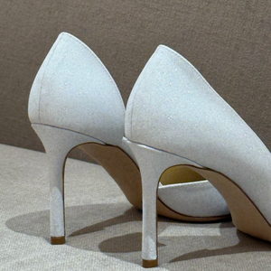 Zapatos de Tacón Alto Stiletto con Punta, Diseño Simple y Elegante, Detalle de Lazo en Cuero Blanco, Zapatos de Vestir para Mujer, Ligeros, Transpirables, a la Moda - Product Image 3