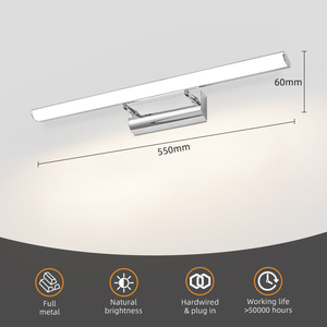 Modern Design LED Wall-Mounted Mirror <b>Vanity</b> Lamp IP44 Rated for Home Bathroom Living Room Bedroom Hotel Use Chrome Shade - Product Image 2