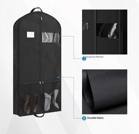 Sac de voyage pliable non tissé, recyclable, anti-poussière, avec poches pour chaussures, fenêtre d'identification, suspendable, résistant à l'eau, grande capacité