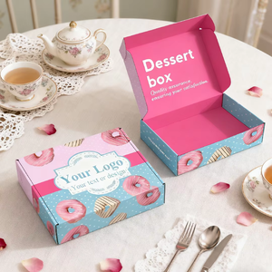 Boîtes à dessert en papier rigide de qualité alimentaire, écologiques, recyclables, personnalisées, en gros, pour beignets, chocolat, avec laminage mat - Product Image 2