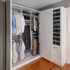 Modern White Lacquer Solid <b>Wood</b> <b>Wardrobe</b> Cabinet Custom Bedroom Walk in Clothes Closet Furniture - Product Image 5