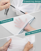 Sac de corde à tirer en coton avec poche personnalisée givrée Pe Wear Sac de rangement cosmétique à cordon en plastique pour maquillage