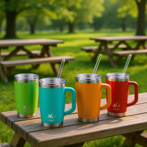 Gobelet isotherme en acier inoxydable 500 ml avec poignée et paille, personnalisable OEM/ODM avec logo, pour usage extérieur et bureau - Product Image 2