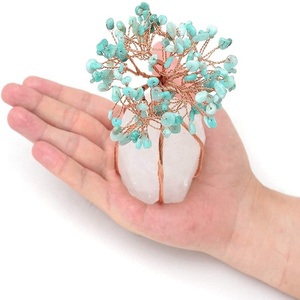 Pierres d'amazonite en cristal de guérison, chakras, arbre de vie naturel, Quartz clair, pour cadeaux de décoration - Product Image 1