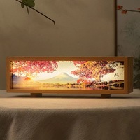Personnalisable LOGO 3D Veilleuse Panneau Acrylique LED Art Cadre en Bois avec Image de Saison de Montagne Source Lumineuse de Nuit Plug-In