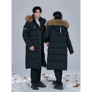 Blouson matelassé personnalisé pour homme, 500g, <span class=keywords><strong>doudoune</strong></span> d'hiver pour femme, en <span class=keywords><strong>duvet</strong></span> d'oie véritable, avec capuche en fourrure, veste bomber rembourrée unisexe - Product Image 1