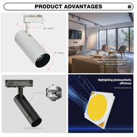 Spot LED sur rail DIN moderne en aluminium pour showroom, bureau, magasin, 4W, 8W, 12W