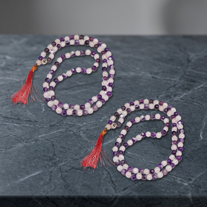 Recuerdo Religioso 2019, Jap Mala Tallado y Grabado en Cuarzo Rosa y Amatista - Product Image 3