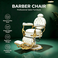 Kursi Pangkas Rambut Vintage Putih Mewah untuk Salon Kecantikan, Kursi Barber Hidrolik, Furnitur Salon, Kursi Styling dengan Sandaran Kaki yang Dapat Disesuaikan