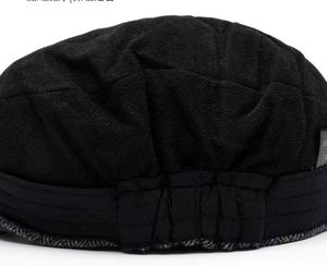 หมวกเบเร่ต์ขนสัตว์ลายก้างปลาสำหรับผู้ชาย ฤดูใบไม้ร่วง/ฤดูหนาว ผ้ากำมะหยี่ อุ่นสบาย สไตล์ลำลอง หมวกทรงนิวส์บอย สกรีนโลโก้ตามสั่ง - Product Image 2