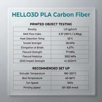 Filament PLA en fibre de carbone HELLO3D 1 kg, 1,75 mm +/- 0,02 mm, filament d'imprimante 3D renforcé en fibre de carbone, FDM professionnel