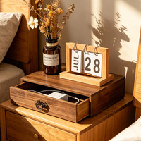 Organisateur de tiroir en bois de noyer avec anse en bronze antique, rangement pour table de chevet, petits objets, décoration, vente en gros directe d'usine