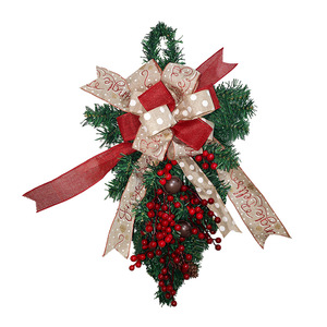Couronne de Noël en cônes de pin 60x30cm, décoration murale ou de porte avec baies rouges et raisins pour la décoration des fêtes - Product Image 5
