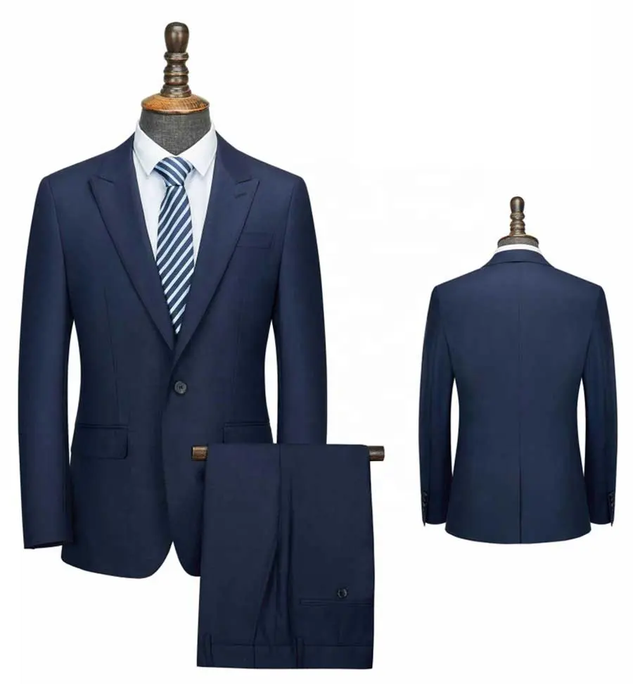 מכנסי חליפה כחולה מלכותית לגברים 70% צמר מעורב ארוג עם שבץ יחיד לעסקים עילית משרד חתונה לבוש רשמי למבוגרים
