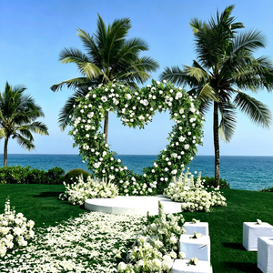 <span class=keywords><strong>Arche</strong></span> de fleurs artificielles en édition limitée saisonnière, toile de fond en soie avec roses rouges en forme de cœur pour la décoration de mariage et de fête - Product Image 1