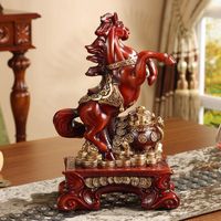 Figurines d'art populaire artistiques en résine époxy sculptées sur mesure en forme de cheval pour la maison, le bureau, le salon - Attraction de richesse Feng Shui