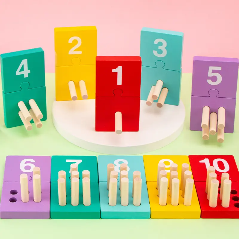 Jouet d'apprentissage des nombres Montessori Jeu de correspondance des couleurs Mathématiques Jouets de comptage Jouets éducatifs en bois pour les mathématiques