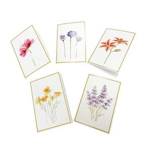 Acquerello pittura floreale bianco biglietti di auguri con buste e adesivi floreali Note biglietti e buste - Product Image 4