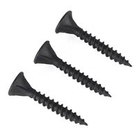 100 pièces/sac Vis à cloison sèche en acier au carbone noir à tête trompette à quatre rainures à filetage fin M3.5