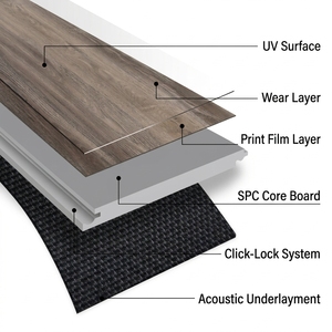 Revêtement de sol SPC à emboîtement durable, <span class=keywords><strong>prix</strong></span> <span class=keywords><strong>bas</strong></span>, dalles de vinyle de luxe imperméables pour usage intérieur, revêtement de sol en bois à emboîtement DIY - Product Image 3
