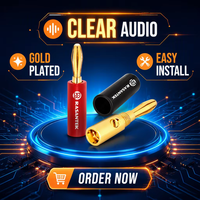 Connecteur de haut-parleur banane plaqué or 24 carats RASANTEK 4 mm avec vis de verrouillage à connexion rapide pour câble audio d'amplificateur