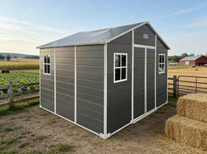 ZJIM ZJGP-J10x8-01S Windproof &amp; Snowproof PP <strong>Storage</strong> Shed Heavy Duty Outdoor <strong>Garden</strong> <strong>Tool</strong> House with Windows &amp; Ventilation - Product Image 4