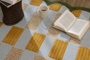 Tapis en <span class=keywords><strong>laine</strong></span> fabriqué à la machine bords festonnés motif à carreaux bleu clair confortable doux lavable Jute support tapis <span class=keywords><strong>d</strong></span>'accent moderne couloir de maison - Product Image 3