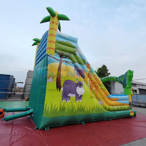 Castillo inflable comercial para niños con tobogán, zona de juegos inflable con animales de la selva, castillo hinchable con resbaladilla. - Product Image 3